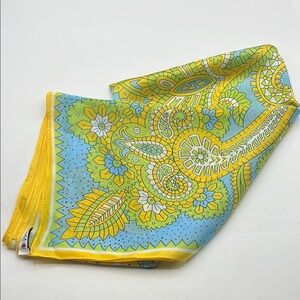 VERA Yellow and Blue Paisley Silk Scarf